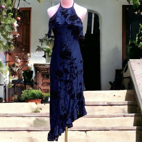 GIANNI BINI NWT WOMENS JUDIE DRESS NAVY LADY LUCK LACE SIZE 2 WEDDING,PARTY - Picture 2 of 7